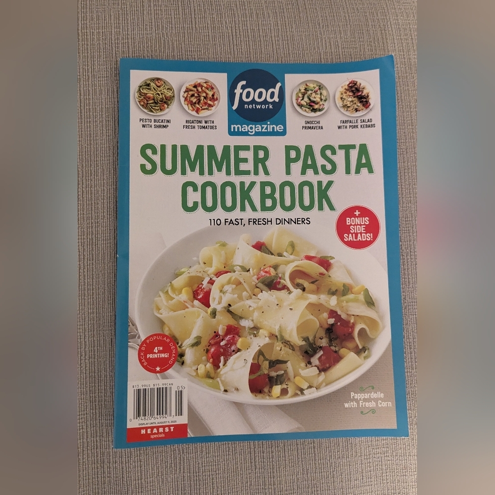 Brand New Food Network Summer Pasta Cookbook Magazine